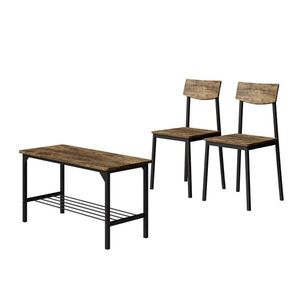 Vicco LAVICE A ŽIDLE Fyrk Černá/dubová rustikální 85 x 46 cm 3 díly obraz