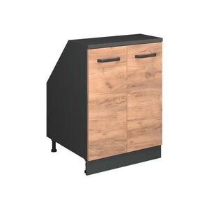 Vicco KUCHYŇSKÁ SKŘÍŇKA POD ŠIKMOU STŘECHU R-Line Zlatý mocný dub 60 cm se 2 dveřmi, korpus skříně hloubka 60 cm obraz