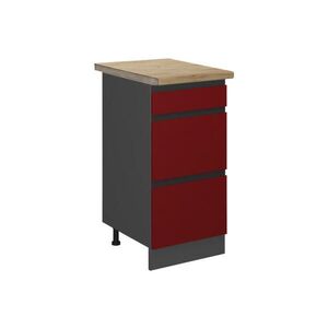 Vicco SPODNÍ SKŘÍŇKA KUCHYŇSKÉ LINKY R-Line Červená 40 cm se zásuvkami, PD Dub obraz