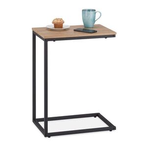 Relaxdays PŘÍRUČNÍ STOLEK Černá dřevěný dekor tvar C 60 cm obraz