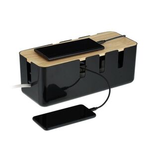Relaxdays BOX Černá na kabely dřevěné víko obraz