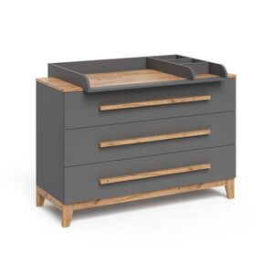 VitaliSpa PŘEBALOVACÍ PULT Malia Grey/Artisan 133.2 x 98 cm se 3 zásuvkami obraz