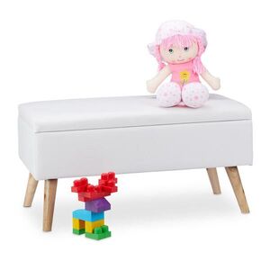Relaxdays LAVICE Bílá s úložným prostorem umělá kůže 80 cm obraz