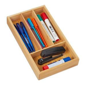Relaxdays ORGANIZÉR DO ZÁSUVKY Přírodní bambus 4 přihrádky 16x28 cm obraz