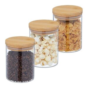 Relaxdays SKLENICE Průhledné Přírodní 3ks-Set 650 ml obraz