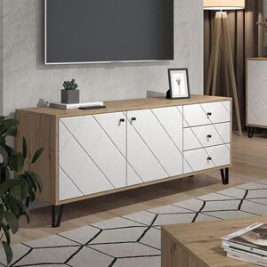 Vicco NÍZKÝ NÁBYTEK POD TELEVIZI Nizza Řemeslný dub 150.2 x 60.2 cm se 3 zásuvkami a 2 dvířky obraz