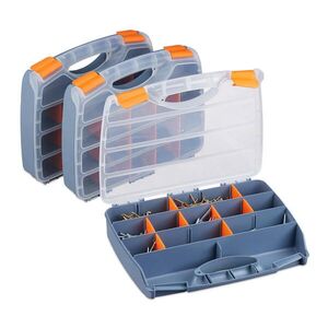 Relaxdays ORGANIZÉR Transparentní 3ks-set plast s přepážkami 6x32x24 cm obraz