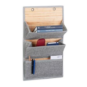 Relaxdays ORGANIZÉR přírodní bambus polyester velikost M 3 přihrádky obraz