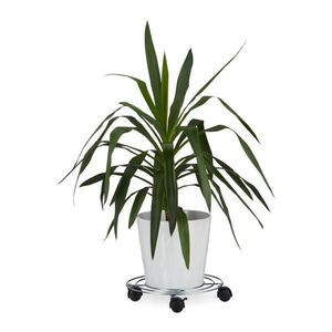 Relaxdays PODSTAVEC Stříbrný pod květináč s brzdou ocel 32 cm obraz