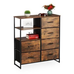 Relaxdays KOMODA Černá Tmavě hnědá 6 zásuvek 92x84x32 cm obraz