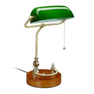 Relaxdays LAMPA Zelená stolní bankéřská sklo E27 obraz