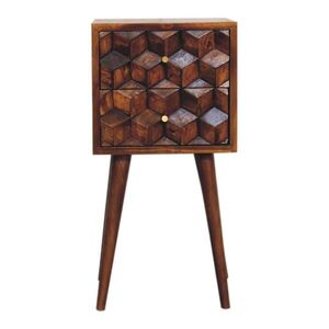 Artisan Furniture NOČNÍ STOLEK, montáž na zeď, kulatý, 1 zásuvka, hnědý obraz
