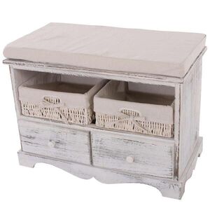 MCW LAVIČKA 2 KOŠE SHABBY-LOOK Krémově bílá obraz