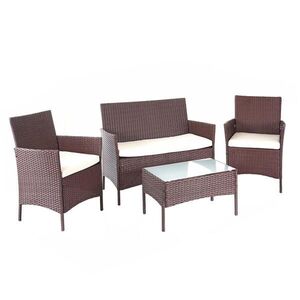 MCW POLY-RATTAN SADA Hnědá, krémově bílá obraz