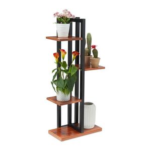 Relaxdays REGÁL Tmavě hnědá kov 4 police 93 cm obraz