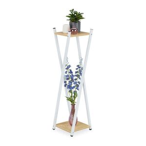 Relaxdays STOJAN světle hnědý bílý na květiny 2 patra 99 cm ocel obraz