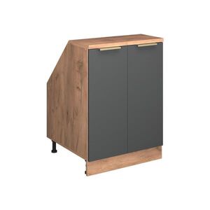 Vicco KUCHYŇSKÁ SKŘÍŇKA POD ŠIKMOU STŘECHU R-Line Antracitově zlatý 60 cm se 2 dveřmi, korpus skříně hloubka 60 cm obraz