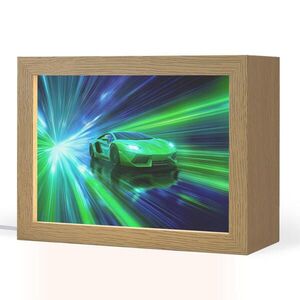 OnlyWow NOČNÍ LAMPIČKA Rychlost - Lehké - Sportovní vůz - Zelená 20x15 cm obraz