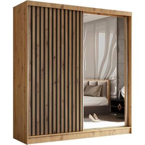 Beautysofa SKŘÍŇ s posuvnými dveřmi Helix 200/216/61 dub Artisan + černá obraz