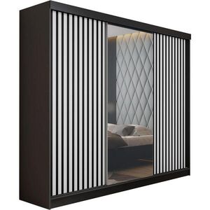 Kier Furniture POSUVNÁ ŠATNÍ SKŘÍŇ MALANI - Černá a Bílá 200x205x59 cm obraz
