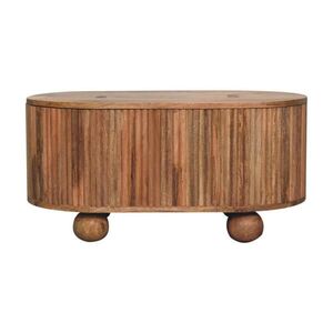 Artisan Furniture TV NÁBYTEK Zakřivená hrana, otevřená přihrádka a mosazné akcenty, černý obraz