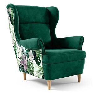Beautysofa KŘESLO ušák Havana ve skandinávském stylu, tmavě zelená obraz