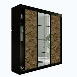 Kier Furniture POSUVNÁ ŠATNÍ SKŘÍŇ LAMARO - 200x205x59cm - Černá & Art Deco obraz