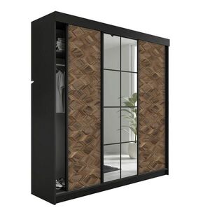 Kier Furniture ŠATNÍ SKŘÍŇ s posuvnými dveřmi LAMARO - 250x205x59cm - Černá & Art Deco obraz