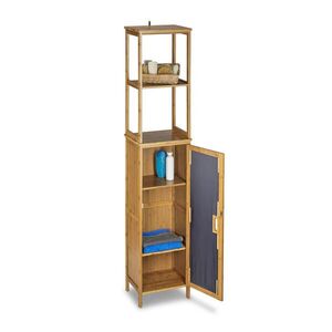 Relaxdays REGÁL Bambus přírodní do koupelny se skříňkou 5 polic 170 cm obraz