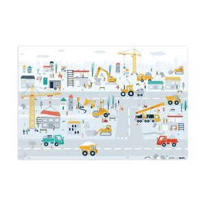 OnlyWow DĚTSKÝ KOBEREC Staveniště - Traktor - Bagr - Auto - Design 105x70 cm obraz