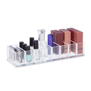 Relaxdays ORGANIZÉR Transparentní plast 8 přihrádek 5x25, 5x9 cm obraz