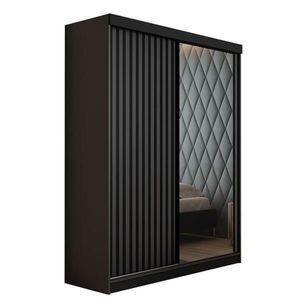 Kier Furniture POSUVNÁ ŠATNÍ SKŘÍŇ MALANI - Černá a Grafitová Anthrazit 138x205x59 cm obraz
