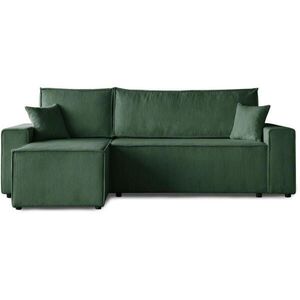 Beautysofa ROHOVÁ ROZKLÁDACÍ POHOVKA Hektor, s funkcí spaní, 247 cm, otoman 70 cm, tmavě zelená obraz