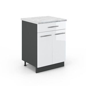 Vicco SPODNÍ SKŘÍŇKA KUCHYŇSKÉ LINKY Fame-Line Bílá vysoký lesk 60 cm se zásuvkou, PD Mramor obraz