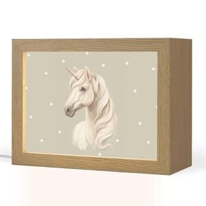 OnlyWow NOČNÍ LAMPIČKA Jednorožec - bílý - tečky 20x15 cm obraz