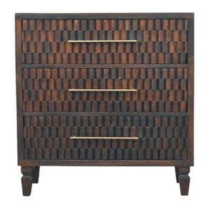 Artisan Furniture ÚLOŽNÝ NÁBYTEK S povrchem v barvě zlatého teaku, 2 zásuvky, 1 otevřená police, světle hnědý obraz