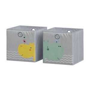 Vicco SKLÁDACÍ BOX Grey (medvěd a hroch) 30 x 30 cm (motiv medvěda a hrocha) obraz