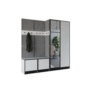 Kier Furniture ŠATNÍ SKŘÍŇ do předsíně EDEN 21 se zrcadlem - Bílá & šedá látka obraz