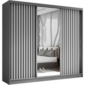Beautysofa SKŘÍŇ s posuvnými dveřmi Helix 240/216/61 šedá + bílá se zásuvkami obraz