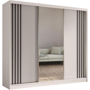 Beautysofa SKŘÍŇ s posuvnými dveřmi Nela 240/216/61 kašmír + černá obraz