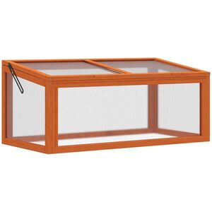 Outsunny SKLENÍK Zahradní záhon s krytem, jedlový dřevo, polykarbonát, oranžová obraz