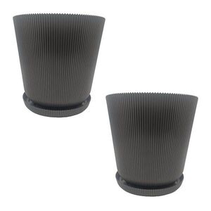 Relaxdays KVĚTINÁČ Tmavě šedý 2ks-Set s podmiskou plastový 20x20 cm obraz
