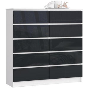 RAUMHIRSCH FURNITURE KOMODA Bílá, lesklá grafitová 121/120/40 obraz