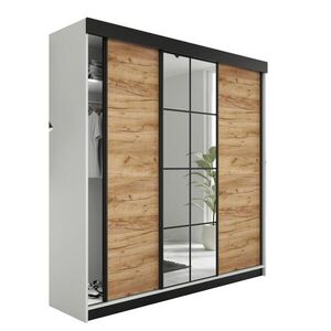 Kier Furniture POSUVNÁ ŠATNÍ SKŘÍŇ LAMARO - 250x205x59cm - Bílá & Dub Craft obraz