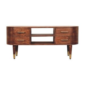 Artisan Furniture NOČNÍ STOLEK s povrchovou úpravou Samt Mokka, 1 zásuvka, 1 otevřená police, tmavě hnědý obraz