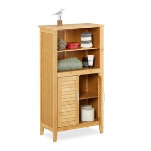 Relaxdays KOUPELNOVÁ SKŘÍŇKA Přírodní bambus lamelová dvířka 92 cm obraz