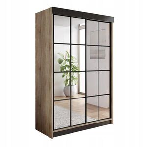 Kier Furniture POSUVNÁ ŠATNÍ SKŘÍŇ ARI 2 se zrcadlem 150 - Dub Sonoma obraz
