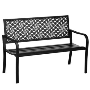 Outsunny LAVIČKA S KVĚTINOVÝM VZOREM, max. 240 kg, 127 x 63 x 83 cm, ocel, černá obraz