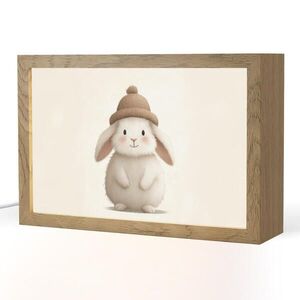 OnlyWow NOČNÍ LAMPIČKA Králík - Klobouk - Uši - béžový 30x20 cm obraz