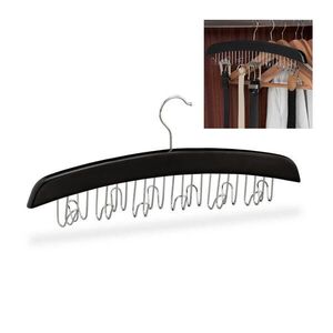 Relaxdays VĚŠÁK černý dřevo kov 12 háčků 43 cm obraz